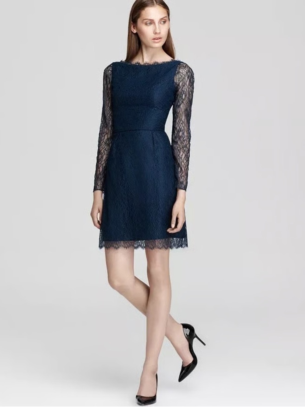 Shoshanna Teal Lace Long Sleeve Cocktail Party Mini Dress Size 6